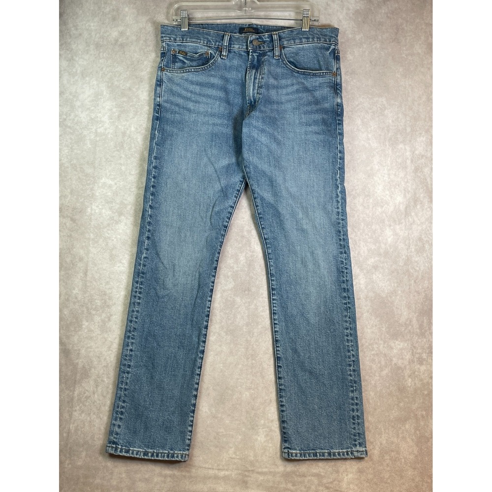 Polo Ralph Lauren Jeans Mens 32x32 Blue Light Wash Whisker Varick Straight Leg